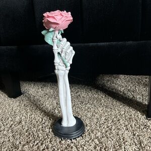 Skeleton Hand with Pink Rose Decor